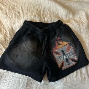 Inaka Power Black Cross Flame Shorts